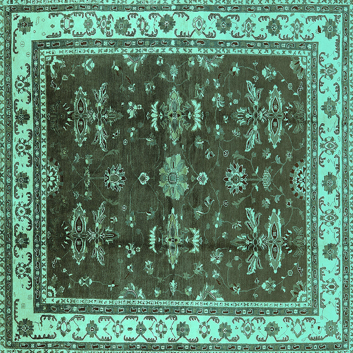 Square Oriental Turquoise Traditional Rug, urb700turq
