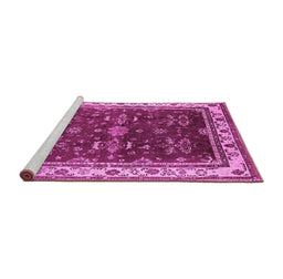 Sideview of Machine Washable Oriental Pink Traditional Rug, wshurb700pnk