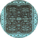 Round Oriental Light Blue Traditional Rug, urb700lblu