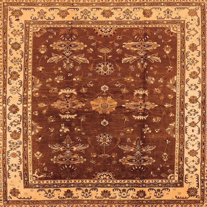 Square Machine Washable Oriental Orange Traditional Area Rugs, wshurb700org