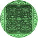 Round Oriental Emerald Green Traditional Rug, urb700emgrn