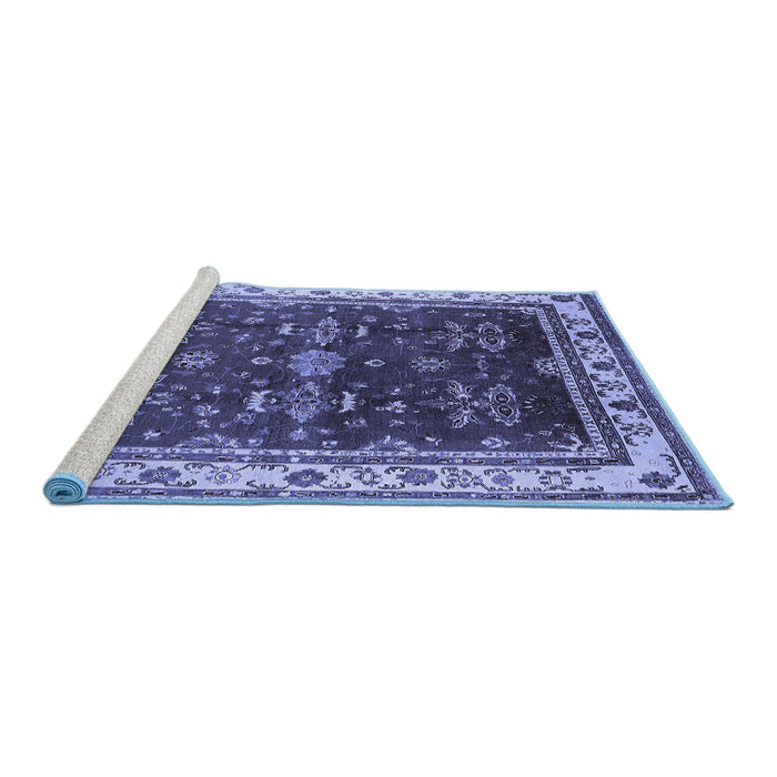 Sideview of Machine Washable Oriental Blue Traditional Rug, wshurb700blu