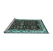 Sideview of Machine Washable Oriental Light Blue Traditional Rug, wshurb700lblu