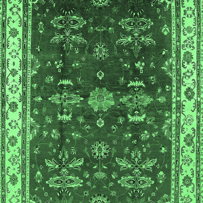 Machine Washable Oriental Emerald Green Traditional Area Rugs, wshurb700emgrn