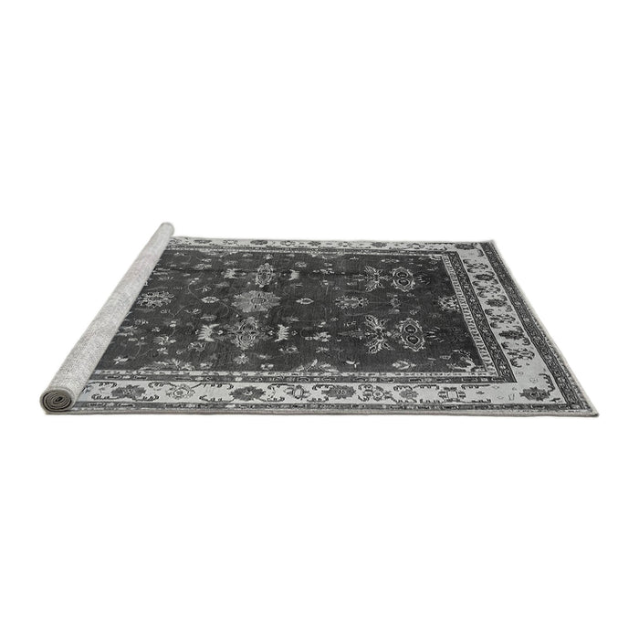 Sideview of Machine Washable Oriental Gray Traditional Rug, wshurb700gry