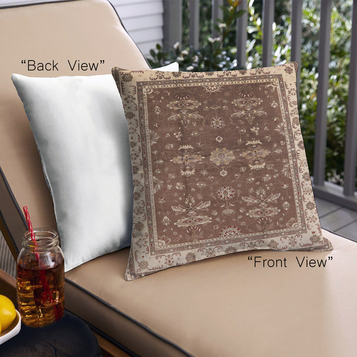 Front View of Mid-Century Modern Urban Square Light Copper Gold Throw Pillow, 18 inch by 18 inch, pwurb700