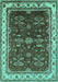 Machine Washable Oriental Turquoise Traditional Area Rugs, wshurb700turq