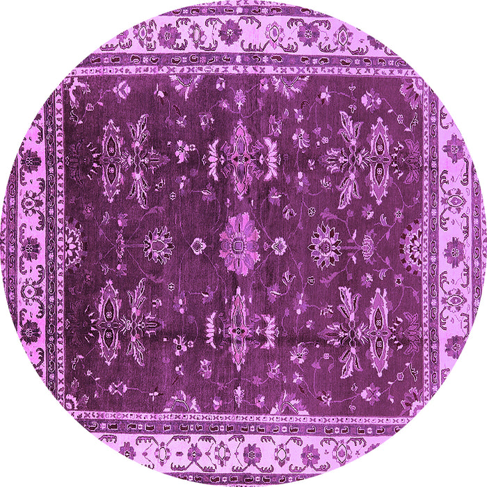 Round Machine Washable Oriental Purple Traditional Area Rugs, wshurb700pur