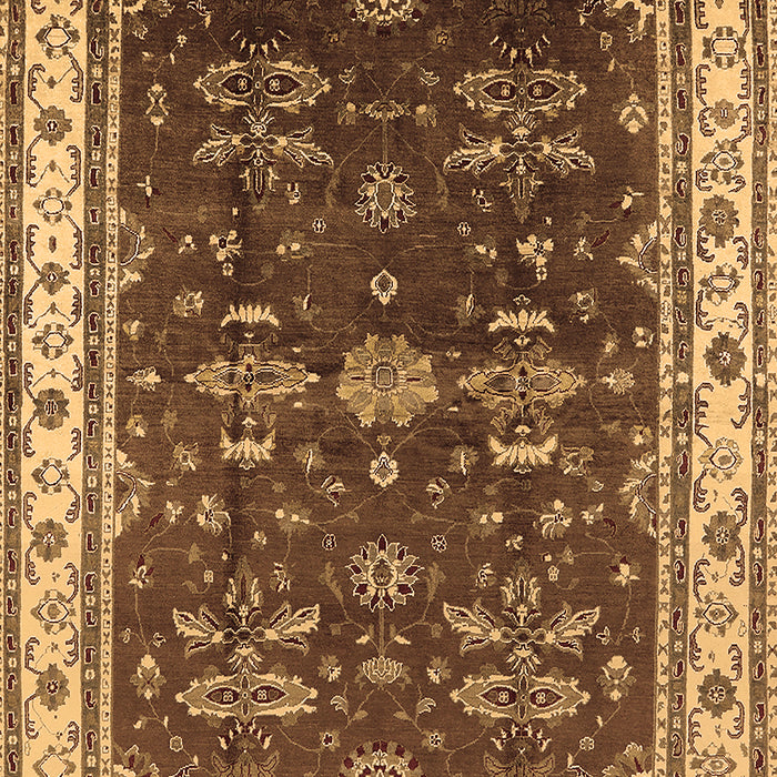 Machine Washable Oriental Brown Traditional Rug, wshurb700brn