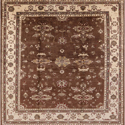 Square Mid-Century Modern Light Copper Gold Oriental Rug, urb700
