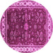 Round Machine Washable Oriental Pink Traditional Rug, wshurb700pnk