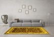 Machine Washable Oriental Yellow Traditional Rug in a Living Room, wshurb700yw
