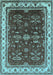 Machine Washable Oriental Light Blue Traditional Rug, wshurb700lblu