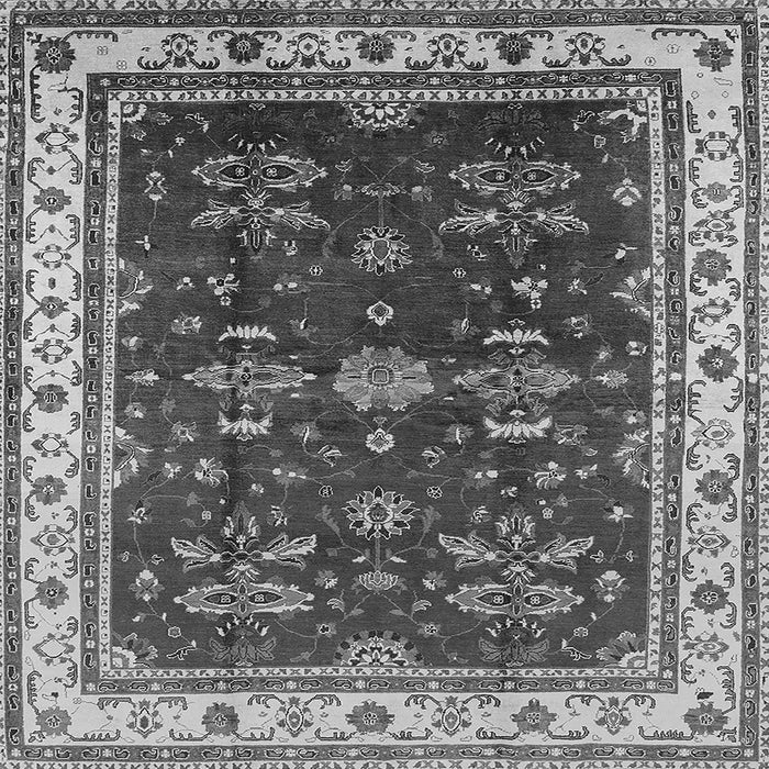 Square Machine Washable Oriental Gray Traditional Rug, wshurb700gry