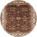 Round Mid-Century Modern Light Copper Gold Oriental Rug, urb700