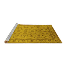 Sideview of Machine Washable Oriental Yellow Industrial Rug, wshurb701yw
