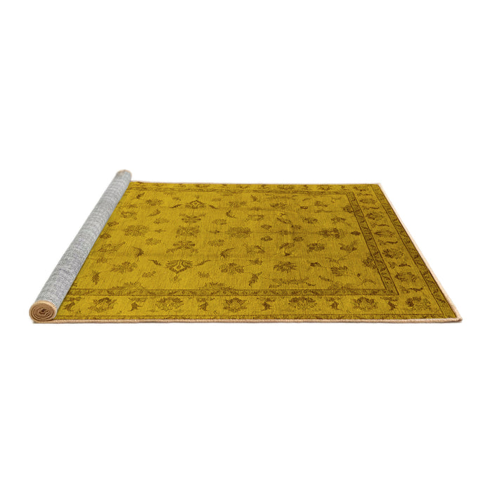 Sideview of Machine Washable Oriental Yellow Industrial Rug, wshurb701yw