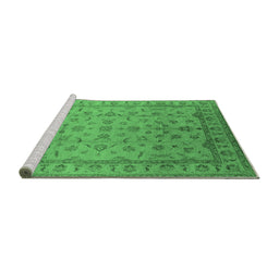 Sideview of Machine Washable Oriental Emerald Green Industrial Area Rugs, wshurb701emgrn