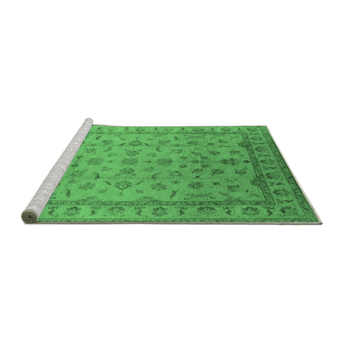 Sideview of Machine Washable Oriental Emerald Green Industrial Area Rugs, wshurb701emgrn