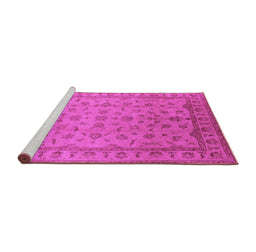 Sideview of Machine Washable Oriental Pink Industrial Rug, wshurb701pnk