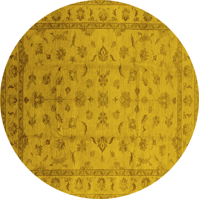 Round Oriental Yellow Industrial Rug, urb701yw