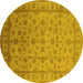 Round Oriental Yellow Industrial Rug, urb701yw