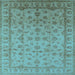 Square Machine Washable Oriental Light Blue Industrial Rug, wshurb701lblu