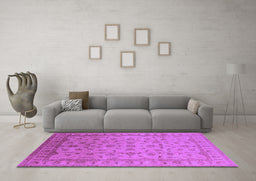 Machine Washable Oriental Purple Industrial Area Rugs in a Living Room, wshurb701pur