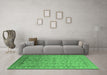 Machine Washable Oriental Emerald Green Industrial Area Rugs in a Living Room,, wshurb701emgrn