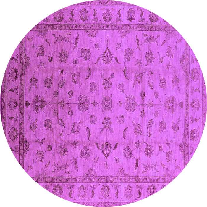 Round Machine Washable Oriental Purple Industrial Area Rugs, wshurb701pur