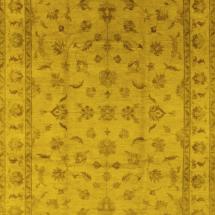 Machine Washable Oriental Yellow Industrial Rug, wshurb701yw