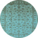 Round Oriental Light Blue Industrial Rug, urb701lblu