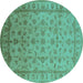 Round Oriental Turquoise Industrial Rug, urb701turq