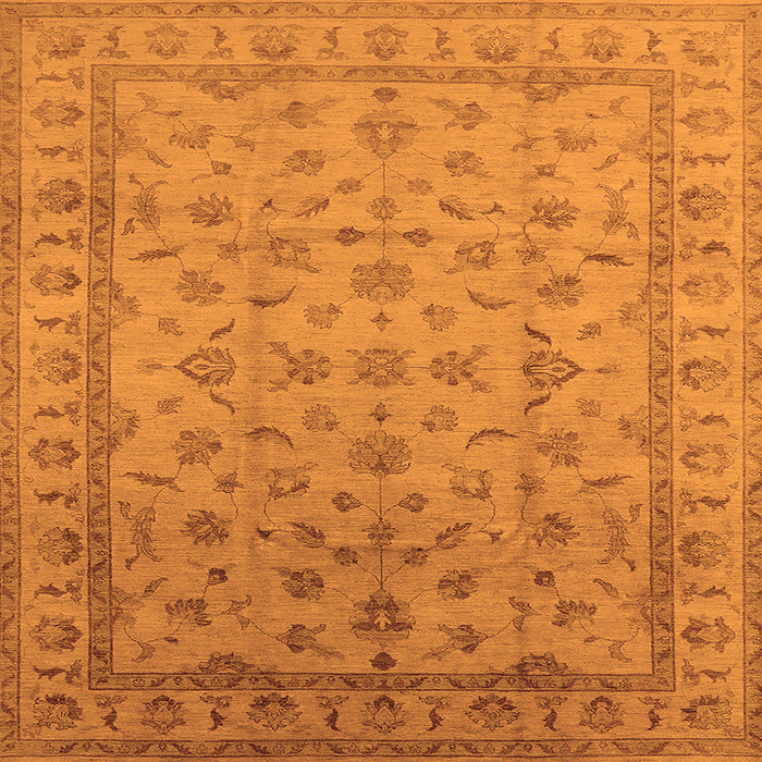 Square Machine Washable Oriental Orange Industrial Area Rugs, wshurb701org