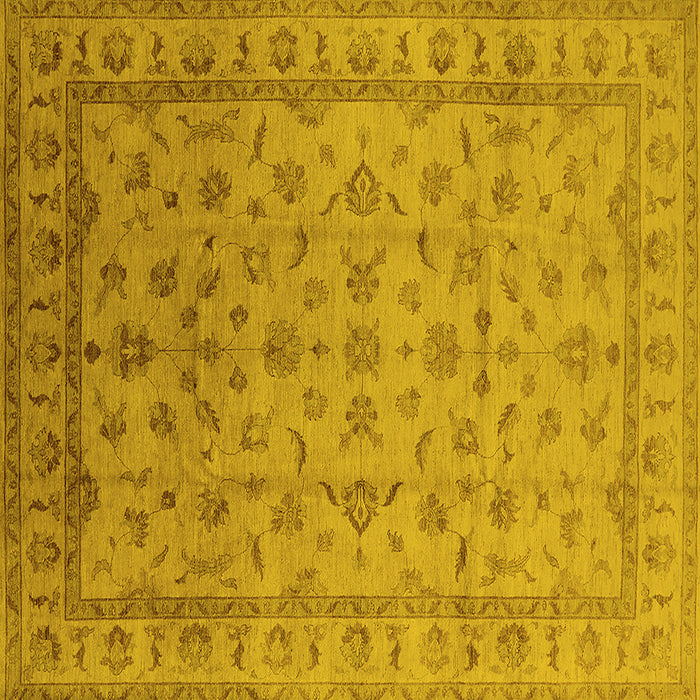 Square Machine Washable Oriental Yellow Industrial Rug, wshurb701yw