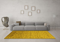 Machine Washable Oriental Yellow Industrial Rug, wshurb701yw