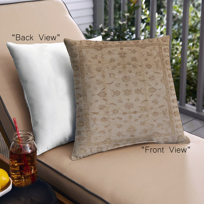 Front View of Mid-Century Modern Urban Square Light Brown Throw Pillow, 18 inch by 18 inch, pwurb701