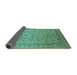 Sideview of Oriental Turquoise Industrial Rug, urb701turq