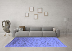 Machine Washable Oriental Blue Industrial Rug in a Living Room, wshurb701blu