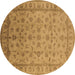 Round Oriental Brown Industrial Rug, urb701brn