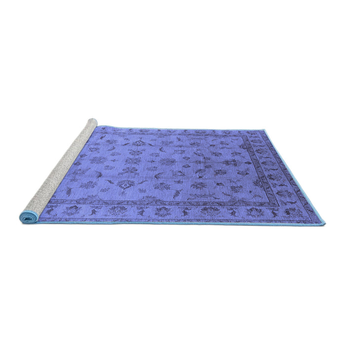 Sideview of Machine Washable Oriental Blue Industrial Rug, wshurb701blu