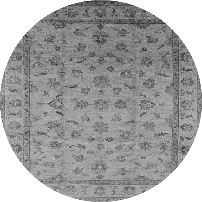 Round Machine Washable Oriental Gray Industrial Rug, wshurb701gry