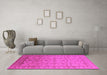 Machine Washable Oriental Pink Industrial Rug in a Living Room, wshurb701pnk