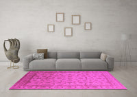 Machine Washable Oriental Pink Industrial Rug, wshurb701pnk