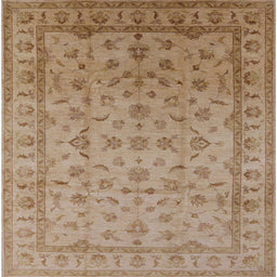 Square Mid-Century Modern Light Brown Oriental Rug, urb701