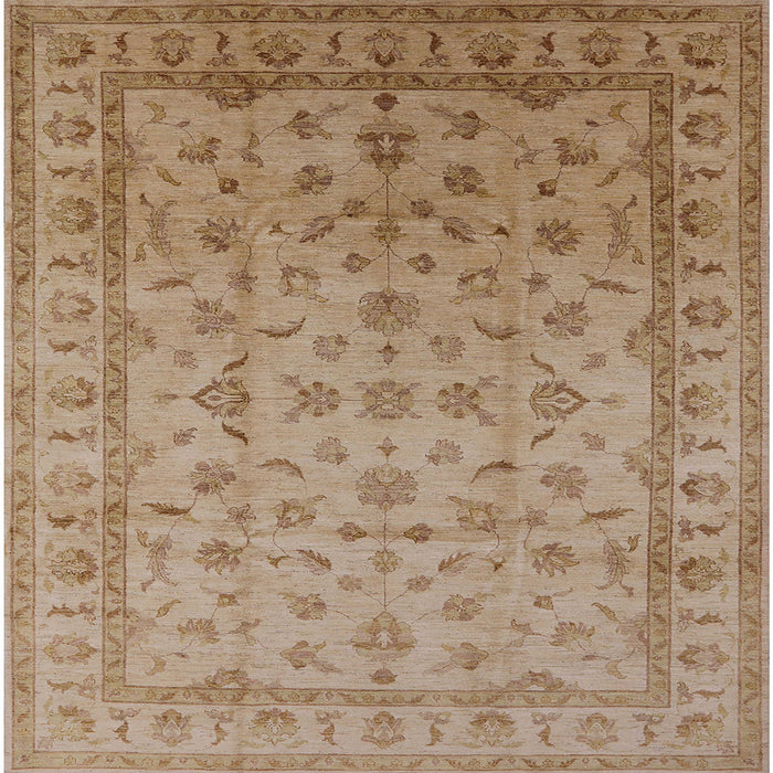 Square Mid-Century Modern Light Brown Oriental Rug, urb701