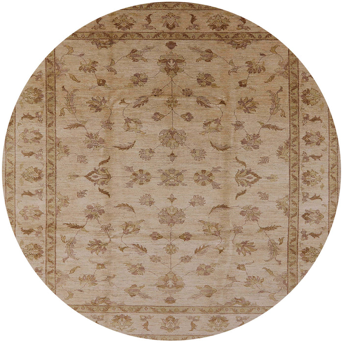 Round Mid-Century Modern Light Brown Oriental Rug, urb701