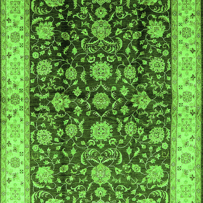 Machine Washable Oriental Green Traditional Area Rugs, wshurb702grn
