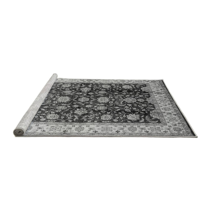 Sideview of Machine Washable Oriental Gray Traditional Rug, wshurb702gry