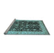 Sideview of Machine Washable Oriental Light Blue Traditional Rug, wshurb702lblu